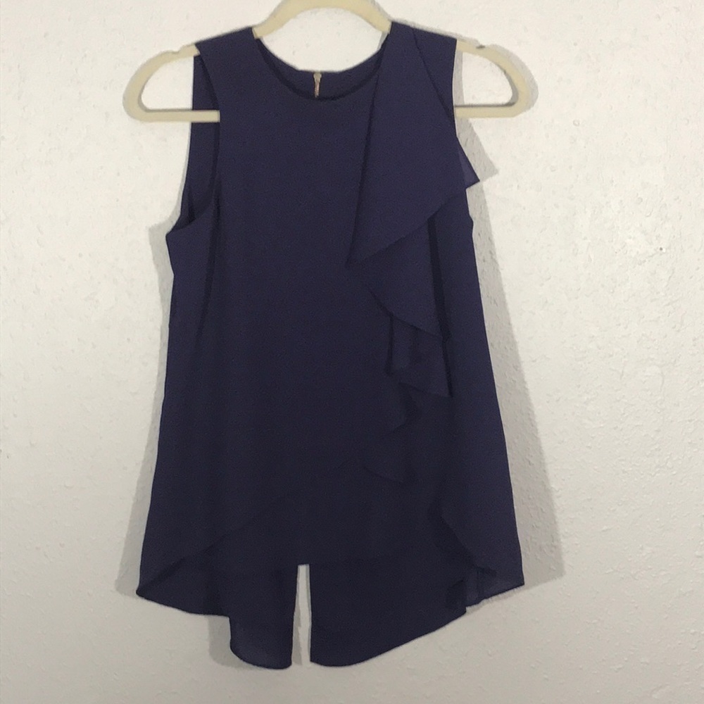 Kenneth‎ Cole Asymmetrical Purple Sleeveless Blouse
